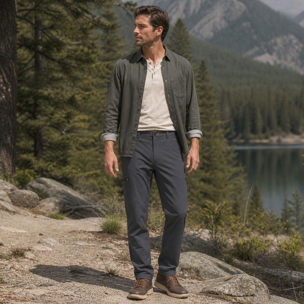 EDDIE BAUER New Men's Rainier Pants Active 38X30 Active Fit Gray Stretch
